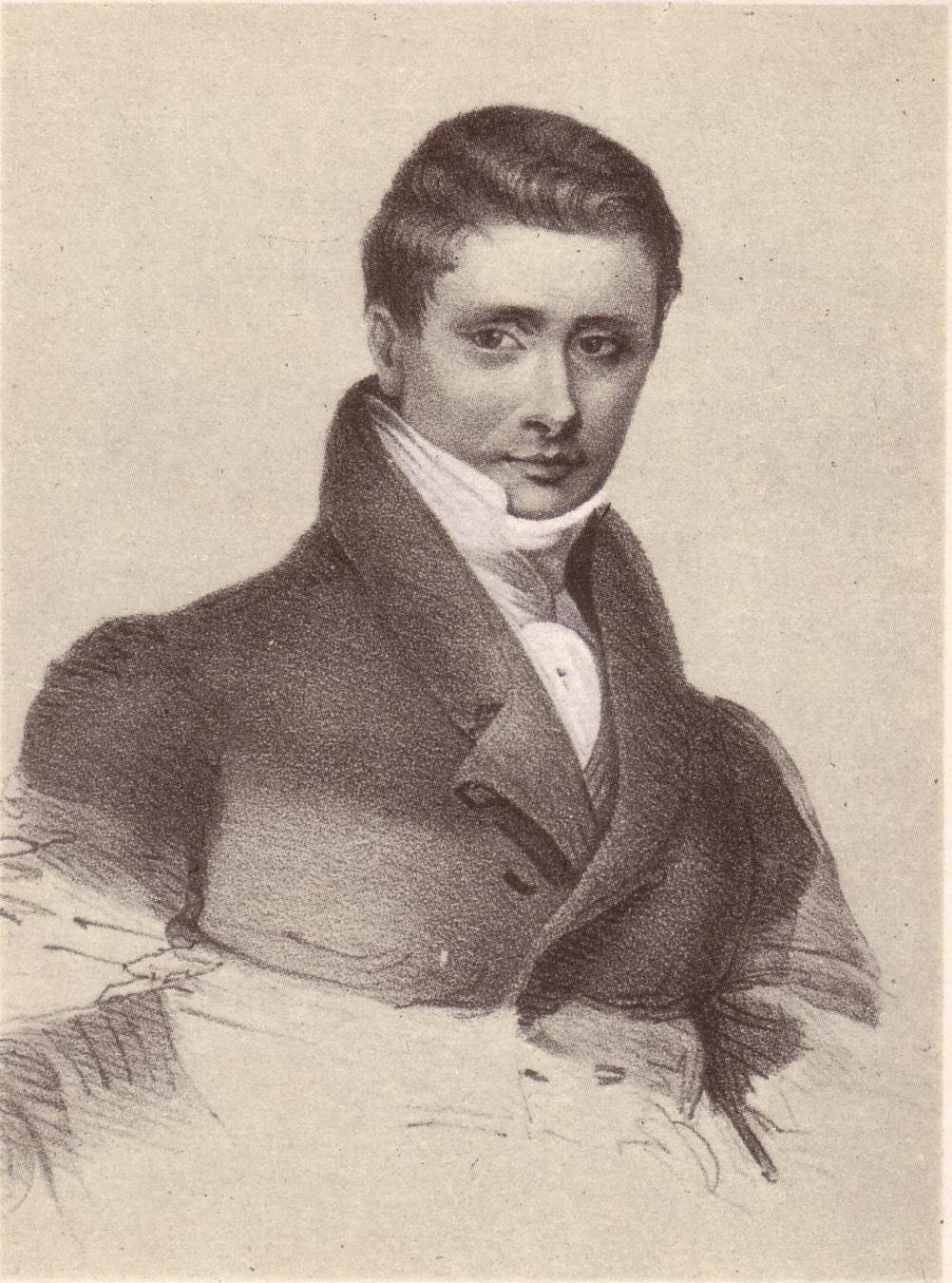 Николай Тургенев. Литография Зенефельдера по оригиналу Антонена. 1827 год