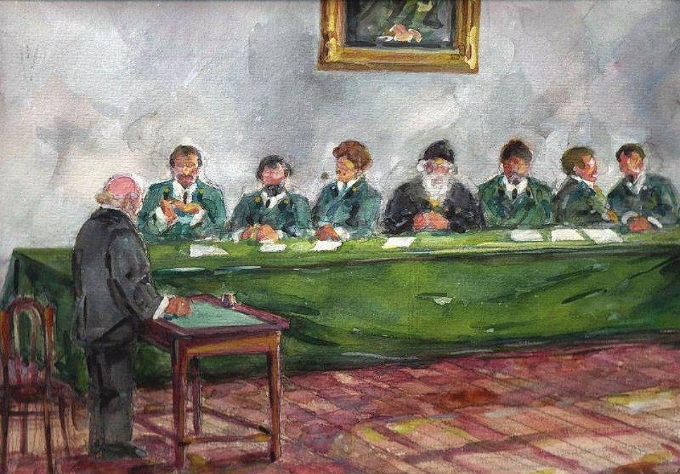 Иллюстрация М. И. Абросимова к рассказу А.П. Чехова «Экзамен на чин»